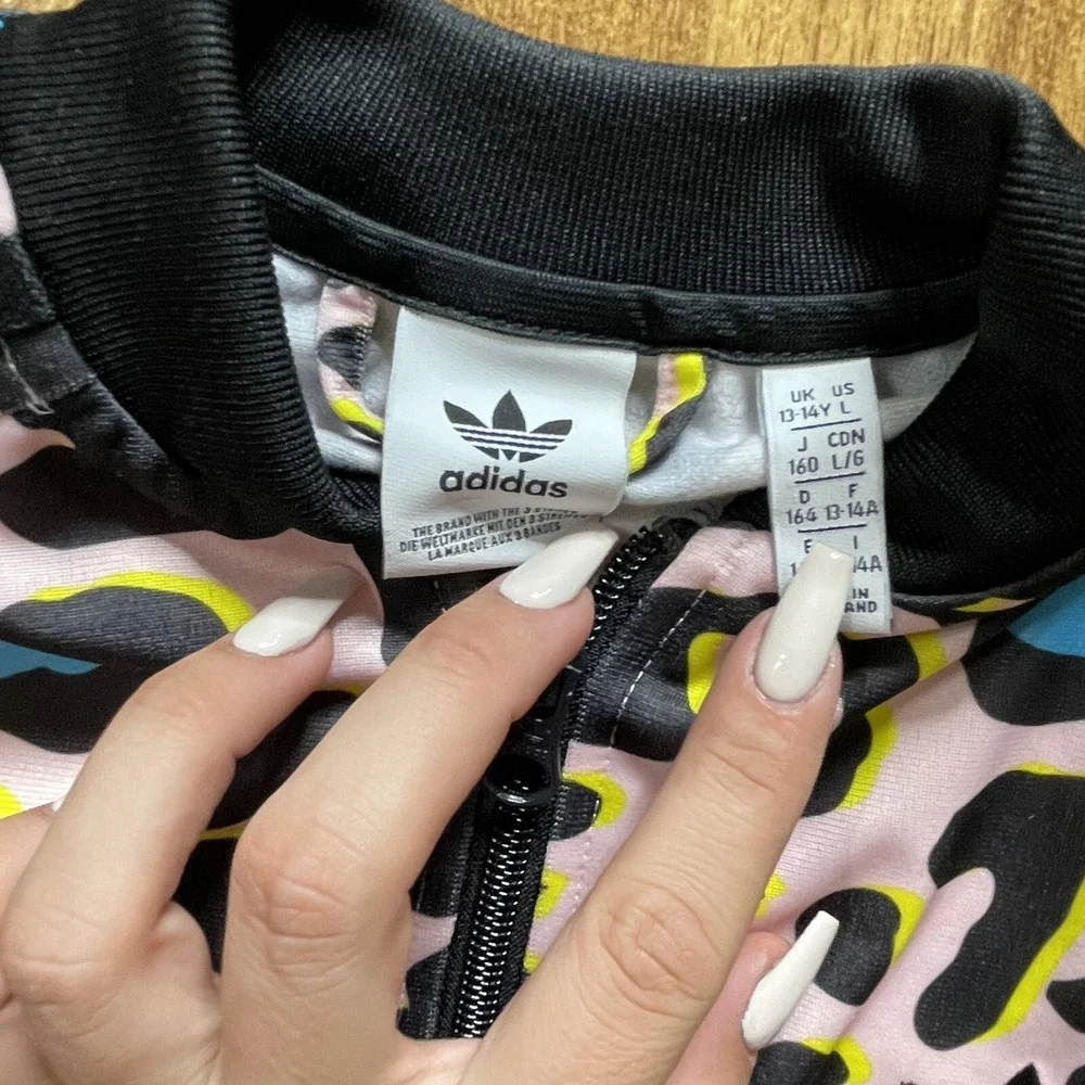 ADIDAS ORIGINALS LZ Pink Leopard Print SST‎ Superstar Track Jacket Large 13-14y